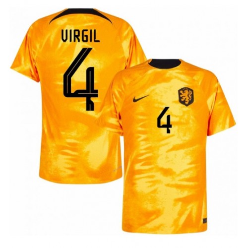 Fotbalové Dres Holandsko Virgil van Dijk #4 Domácí MS 2022 Krátký Rukáv